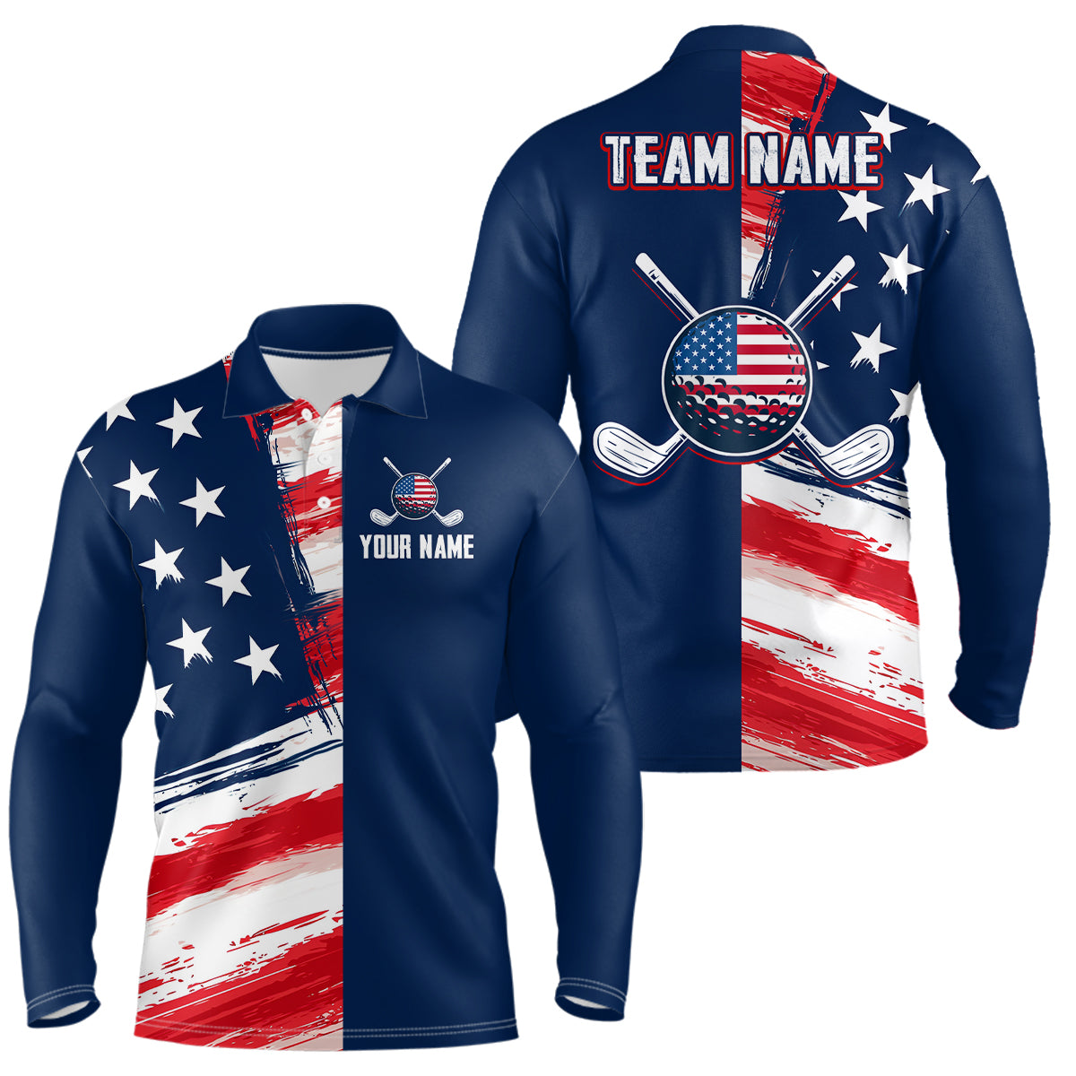 Custom American Flag Golf Polo Shirt for Men Women Patriotic Golf Polo US Shirt MMG25