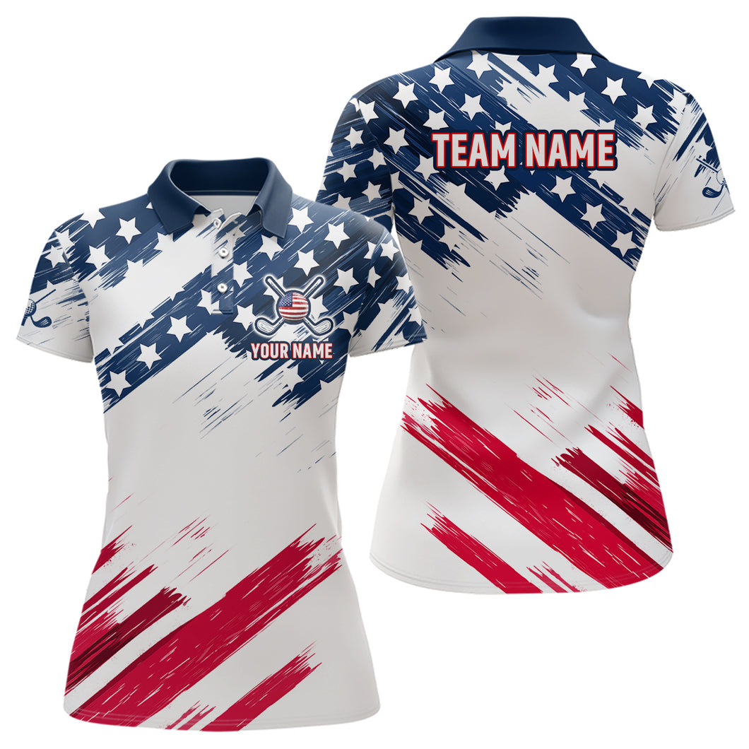 Custom Patriotic Golf Polo Shirt US Flag Golf Shirts for Men Women Team MMG30