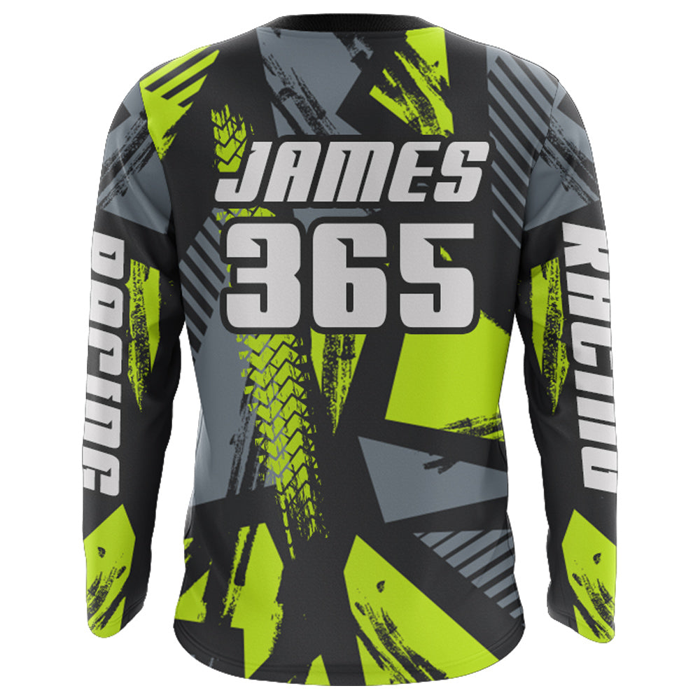 Custom Motocross Racing Jersey Men Kid Dirt Bike Shirt UPF30+ Off-Road Shirt Lime Green XM237