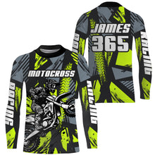 Load image into Gallery viewer, Custom Motocross Racing Jersey Men Kid Dirt Bike Shirt UPF30+ Off-Road Shirt Lime Green XM237