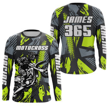 Load image into Gallery viewer, Custom Motocross Racing Jersey Men Kid Dirt Bike Shirt UPF30+ Off-Road Shirt Lime Green XM237