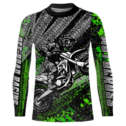 Kid Men Motocross Jersey Upf30+ Off-road Racing Jersey Dirt Bike Green Motorcycle Shirt XM242
