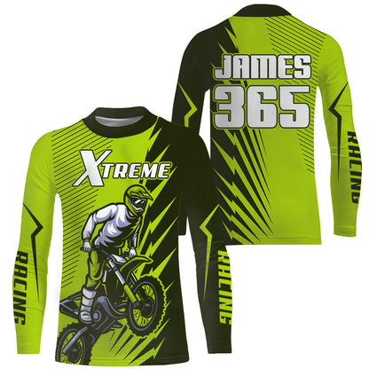 Green Motocross Racing Jersey Upf30+ Dirt Bike Shirt Motorcycle Men Kid Women XM176
