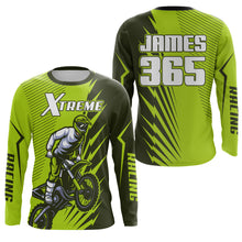 Load image into Gallery viewer, Green Motocross Racing Jersey Upf30+ Dirt Bike Shirt Motorcycle Men Kid Women XM176