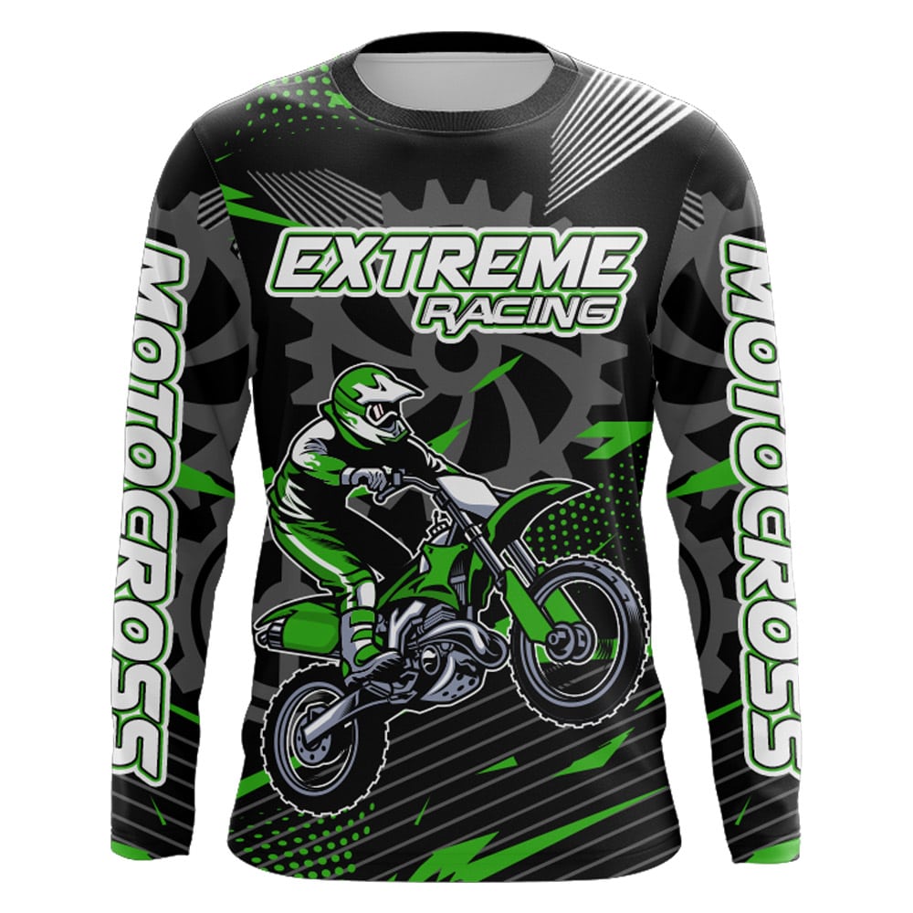 Green Motocross Racing Jersey UPF30+ Dirt Bike Shirt Kids Women Men Extreme Off-road Jersey XM134