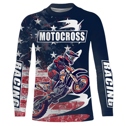 Motocross Jersey UPF30+ American Flag Dirt Bike Racing Adult&Kid Off-Road Motorcycle Shirt| XM67