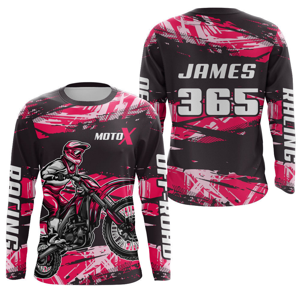 Girl Women Motocross Racing Jersey Pink Black UPF30+ Dirt Bike Shirt  Motorcycle Jersey XM220