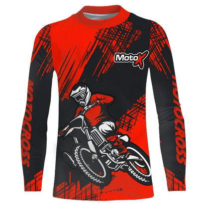 Red Motocross Racing Jersey Men Kid UPF30+ Dirt Bike Off-Road Shirt MX Racing Jersey XM192