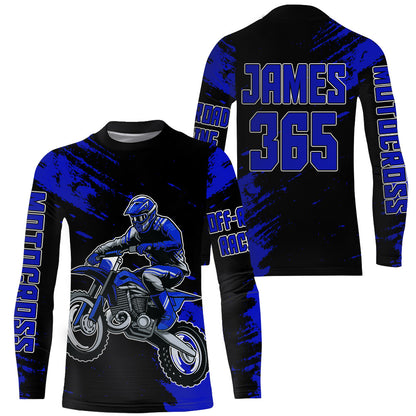 Motocross Jersey Youth Men Kid UPF30+ Blue Racing Dirt Bike Riding Jersey Motorcycle XM225