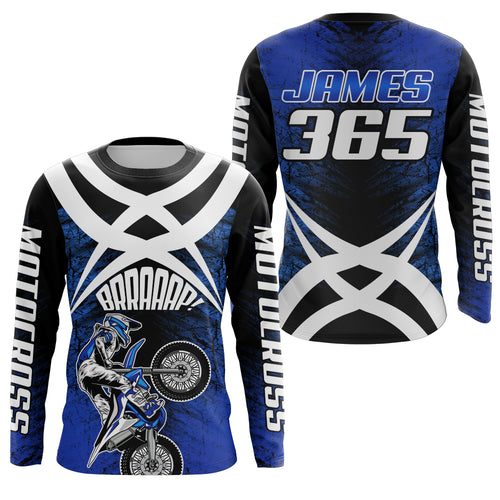 Blue Motocross Racing Jersey Youth Dirt Bike Shirt UPF30+ Motorcycle Racing Jersey XM198