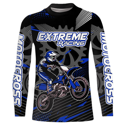 Blue Motocross Racing Jersey Upf30+ Dirt Bike Shirt Kids Women Men Off-road Jersey XM199