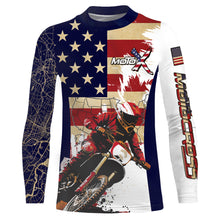 Load image into Gallery viewer, Motocross Racing Jersey UPF30+ American Flag Dirt Bike Shirt Kid Men Women Map US Patriotic XM102