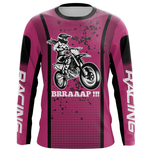 Motocross Racing Jersey Girl Women UPF30+ Pink Off-Road Youth Dirt Bike Riding Shirt XM168