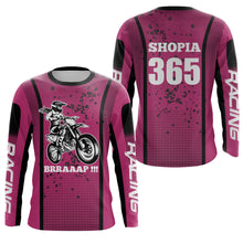 Load image into Gallery viewer, Motocross Racing Jersey Girl Women UPF30+ Pink Off-Road Youth Dirt Bike Riding Shirt XM168
