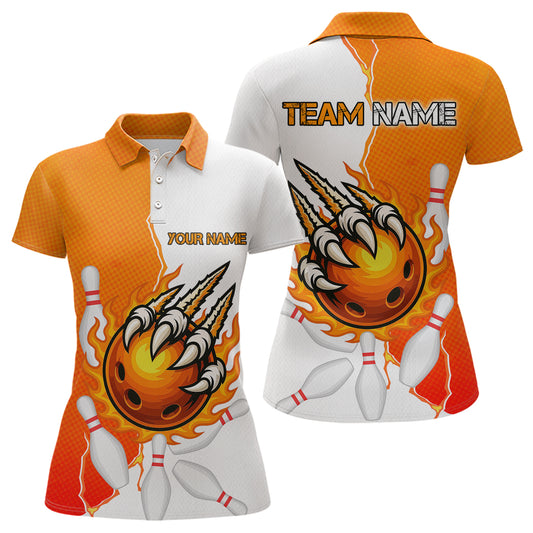 Custom Sharp Claws Bowling Shirt Orange Men Women Team Bowling Flaming Jerseys MBL91