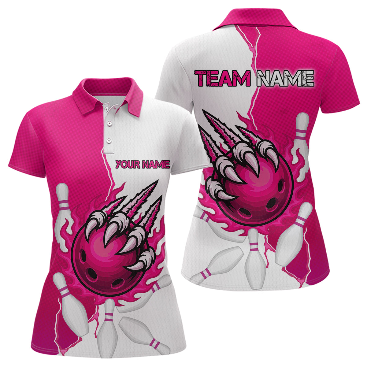 Custom Sharp Claws Bowling Shirt Pink Men Women Team Bowling Flaming Jerseys MBL91
