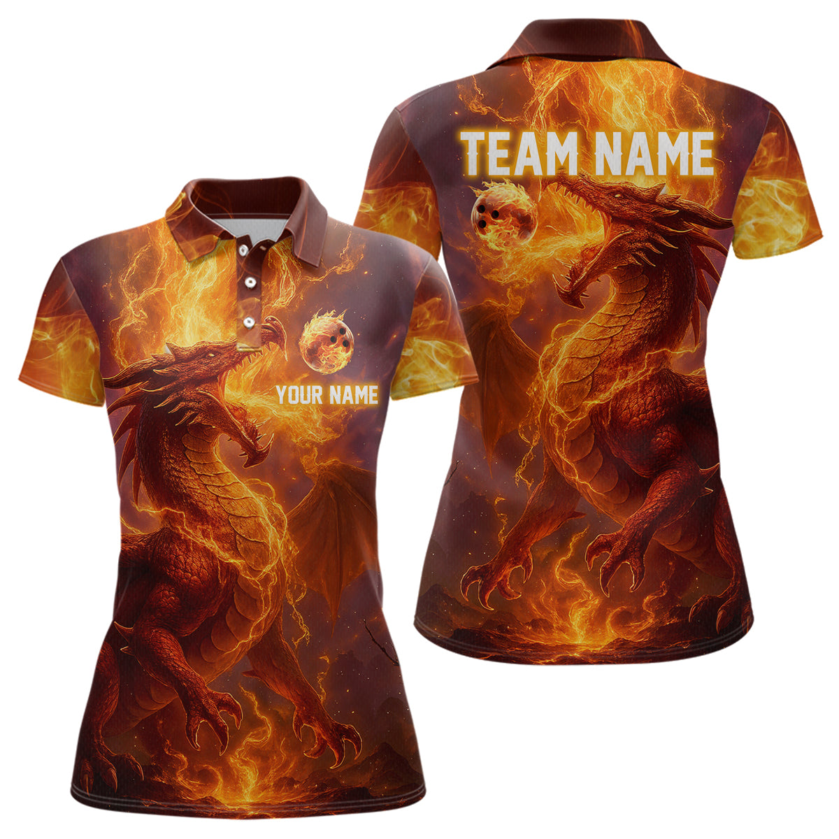 Custom Dragon Bowling Shirt for Men Women Bowling Jersey Flaming Bowling Shirt MBL94