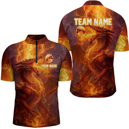Custom Dragon Bowling Shirt for Men Women Bowling Jersey Flaming Bowling Shirt MBL94