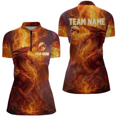 Custom Dragon Bowling Shirt for Men Women Bowling Jersey Flaming Bowling Shirt MBL94