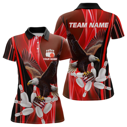 Custom Red Eagle Bowling Shirt for Men Women Team Bowling Polo Shirts & 1/4 Zip MBL95