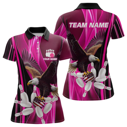 Custom Pink Eagle Bowling Shirt for Men Women Team Bowling Polo Shirts & 1/4 Zip MBL95