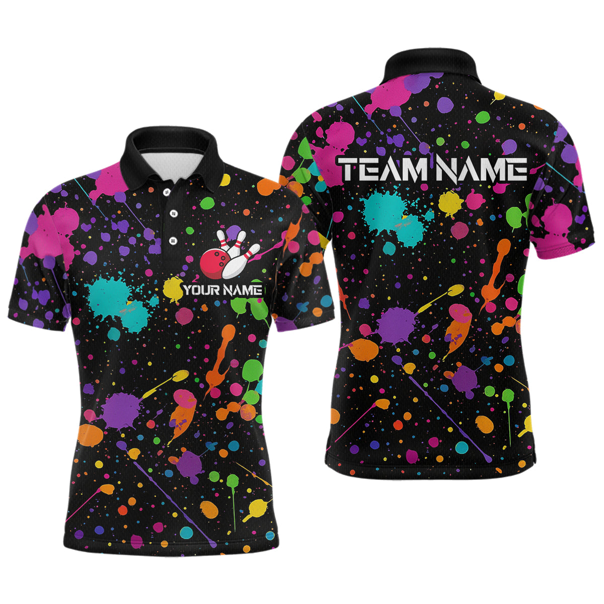 Colorful Watercolor Bowling Shirt for Men Women Custom Team Bowling Polo & Quarter Zip MBL98