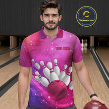 Load image into Gallery viewer, Custom Pink Galaxy Bowling Shirts for Men Women Team Bowling Polo and Quarter Zip MBL122