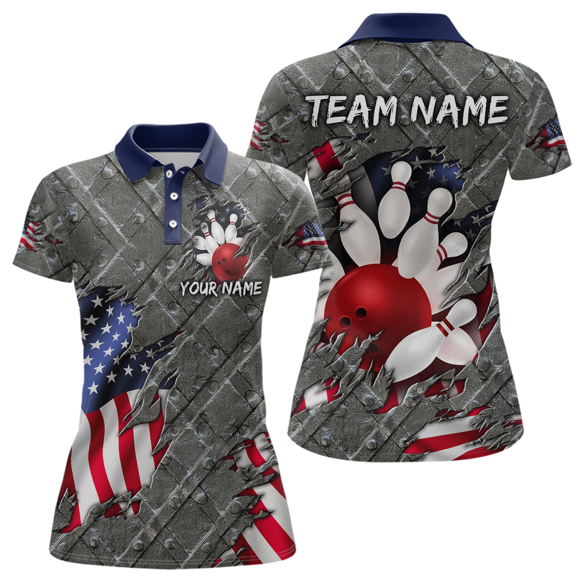 American Flag Bowling Shirt for Men and Women Patriotic Bowling Jere for Bowlers MBL38