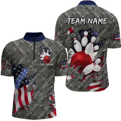American Flag Bowling Shirt for Men and Women Patriotic Bowling Jere for Bowlers MBL38