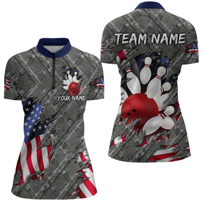 American Flag Bowling Shirt for Men and Women Patriotic Bowling Jere for Bowlers MBL38
