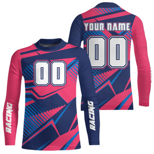 Bue and Pink Motocross Jersey Custom Dirt Bike Jersey for Women Men Kid Upf30+ XM360