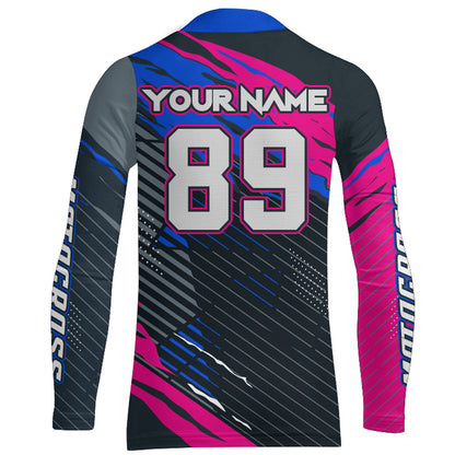 Extreme Motocross Jersey UPF30+ Pink Blue Dirt Bike Racing Biker Girls Motorcycle Shirt XM113