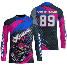 Load image into Gallery viewer, Extreme Motocross Jersey UPF30+ Pink Blue Dirt Bike Racing Biker Girls Motorcycle Shirt XM113
