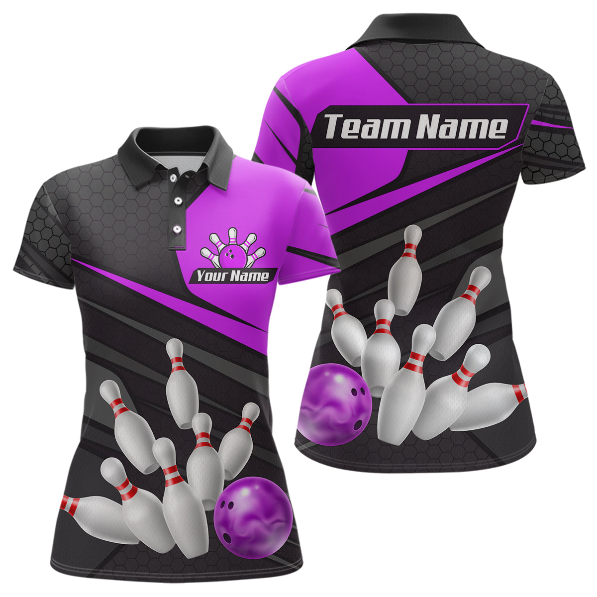 Purple Bowling Shirt for Men&Women Team Bowling Jersey Colorful Bowling Polo & 1/4 Zip MBL49