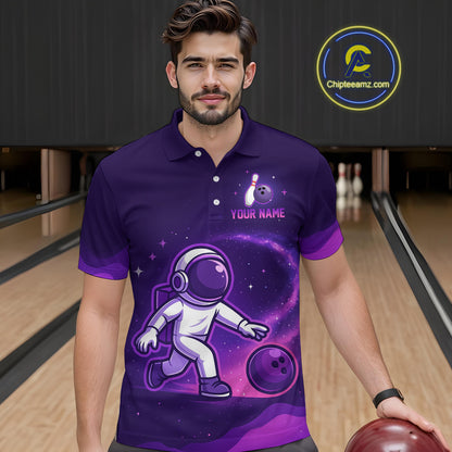 Astronaut Purple Bowling Shirts for Women Men Team Custom Galaxy Bowling Jerseys MBL168