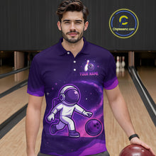 Load image into Gallery viewer, Astronaut Purple Bowling Shirts for Women Men Team Custom Galaxy Bowling Jerseys MBL168