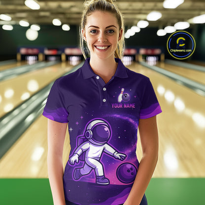 Astronaut Purple Bowling Shirts for Women Men Team Custom Galaxy Bowling Jerseys MBL168