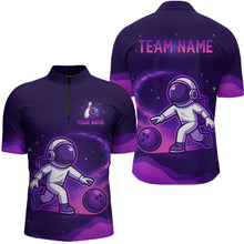 Load image into Gallery viewer, Astronaut Purple Bowling Shirts for Women Men Team Custom Galaxy Bowling Jerseys MBL168