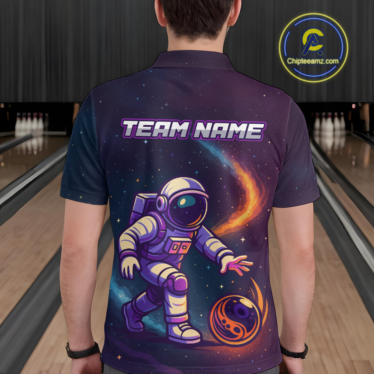 Custom Astronaut Bowling Shirts for Women Men Team Galaxy Bowling Polo and 1/4 Zip MBL169