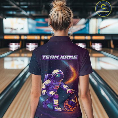 Custom Astronaut Bowling Shirts for Women Men Team Galaxy Bowling Polo and 1/4 Zip MBL169