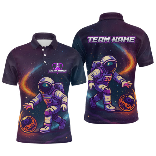 Custom Astronaut Bowling Shirts for Women Men Team Galaxy Bowling Polo and 1/4 Zip MBL169