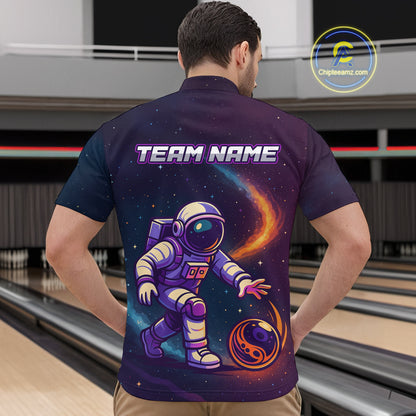 Custom Astronaut Bowling Shirts for Women Men Team Galaxy Bowling Polo and 1/4 Zip MBL169