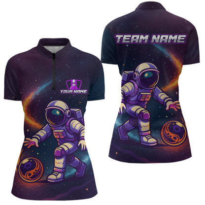 Custom Astronaut Bowling Shirts for Women Men Team Galaxy Bowling Polo and 1/4 Zip MBL169