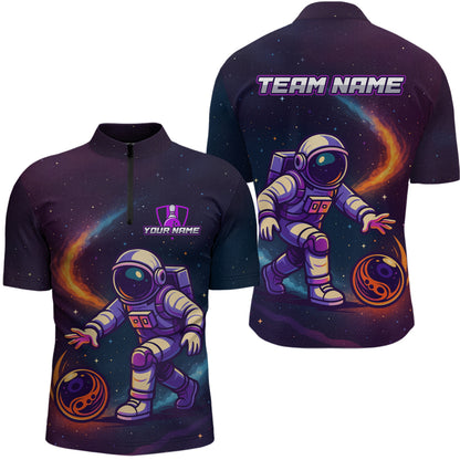 Custom Astronaut Bowling Shirts for Women Men Team Galaxy Bowling Polo and 1/4 Zip MBL169