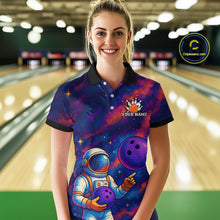 Load image into Gallery viewer, Astronaut Bowling Shirts for Women Men Team Custom Galaxy Bowling Polo and 1/4 Zip MBL172