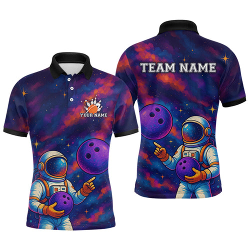 Astronaut Bowling Shirts for Women Men Team Custom Galaxy Bowling Polo and 1/4 Zip MBL172