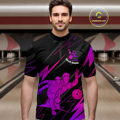 Purple Bowling Shirts for Women Men Custom Team Bowling Jerseys Personalized MBL175