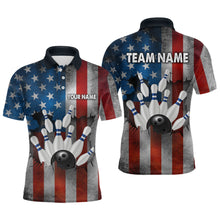 Load image into Gallery viewer, Custom American Flag Bowling Shirts for Men and Women Patriotic Bowling Polo&amp; 1/4 Zip MBL54