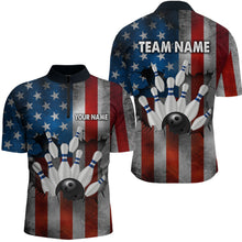 Load image into Gallery viewer, Custom American Flag Bowling Shirts for Men and Women Patriotic Bowling Polo&amp; 1/4 Zip MBL54