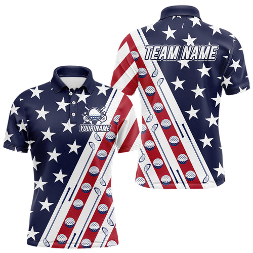 Custom American Golf Polo Shirt Patriotic Golf Shirts for Men Women Team Name MMG38